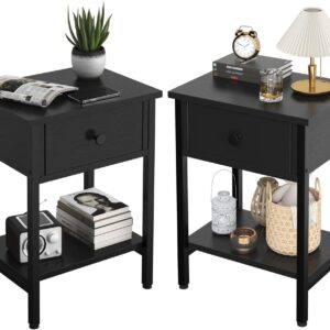 Sleek Black Nightstands - The Perfect Accent for a Moody Guest Room