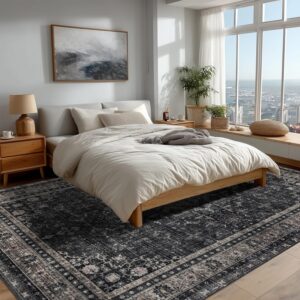 Plush Dark Gray Area Rug - The Soft Foundation for a Moody Guest Space