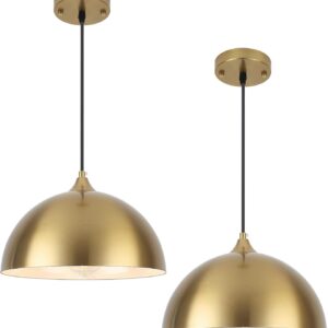 Brass Dome Pendant Lights - The Perfect Glow for a Moody Guest Room