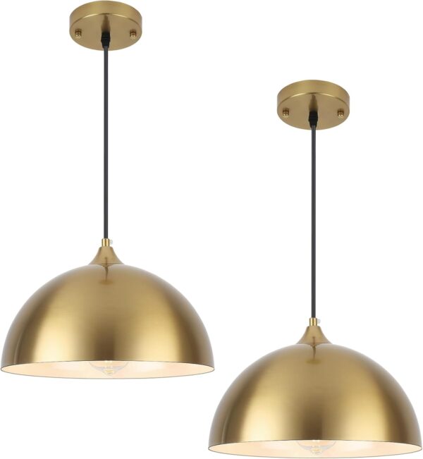 Brass Dome Pendant Lights - The Perfect Glow for a Moody Guest Room
