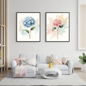 14 Hydrangea Botanical Prints – Chateaucore Wall Art Set (Digital Download)