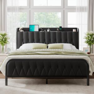Queen Bed Frame with Fast Charging Station - The Foundation of Your Moody Guest Room