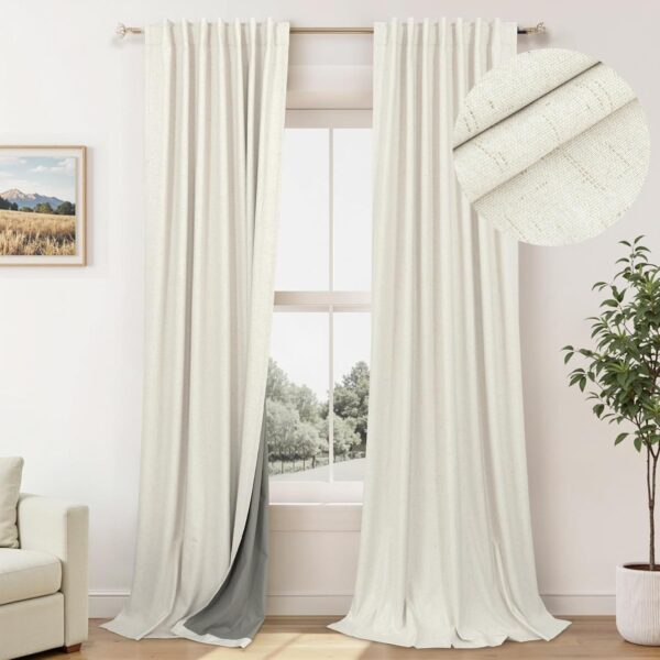 Natural Linen Blackout Curtains – Soft Light-Filtering Panels for Healing Room Serenity