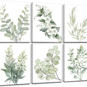 Sage Green Botanical Wall Art – Framed Set of 6 for Healing Room Style
