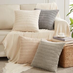 4-Pack Neutral Decorative Throw Pillow Covers – 18x18” Set for Sofa or Bed