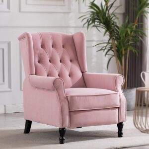 PINK TUFTED WINGBACK ARMCHAIR – ELEGANT COTTAGECORE SEATING WITH VINTAGE CHARM