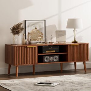 Mid-Century Modern TV Stand with Fluted Doors