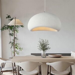 50cm Wabi Sabi Pendant Light – Japandi Bird Nest Style Hanging Lamp, Matte White