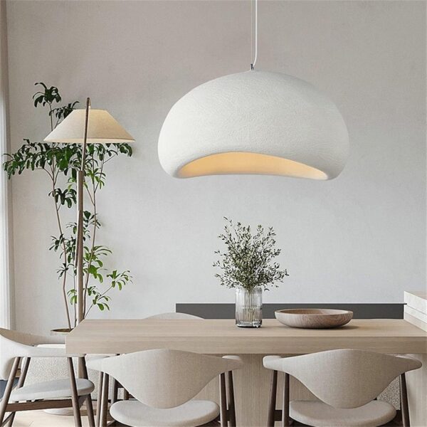 50cm Wabi Sabi Pendant Light – Japandi Bird Nest Style Hanging Lamp, Matte White