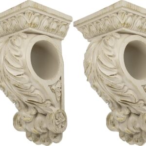 Chateaucore Drapery Sconces Set of 2 | French White Corbel Brackets with Gold Accents