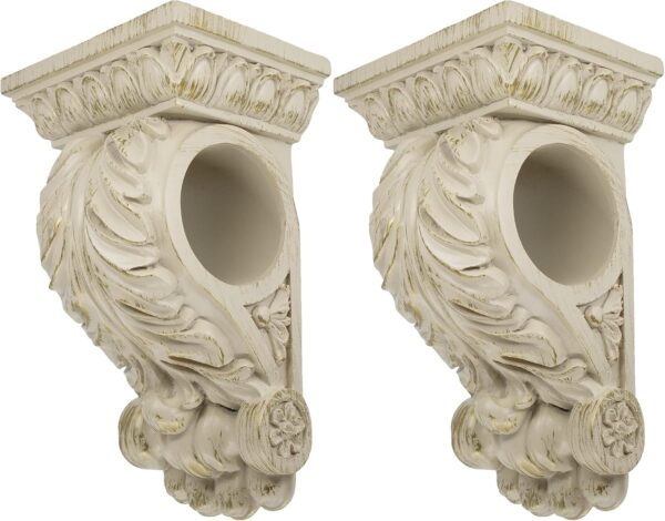 Chateaucore Drapery Sconces Set of 2 | French White Corbel Brackets with Gold Accents