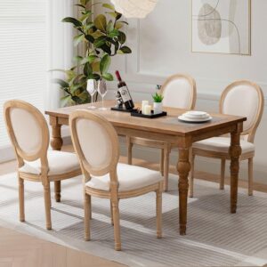 French Country Upholstered Dining Chairs Set of 4 | Elegant Guest-Ready Seating