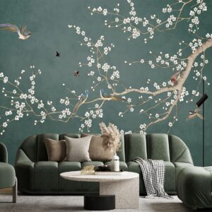 Plum Blossom Chinoiserie Wall Mural | Chateaucore Floral Wallpaper for Guest Spaces